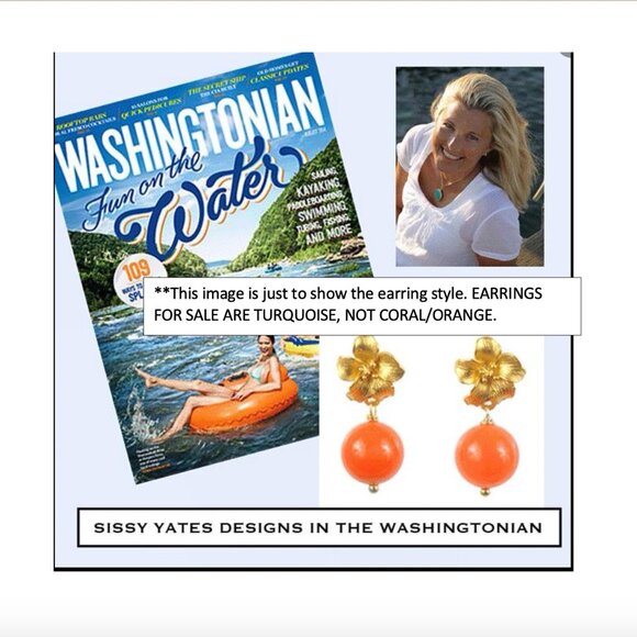 Sissy Yates Floral 24K Gold-Plate and Turquoise Drop Earrings - Picture 10 of 10